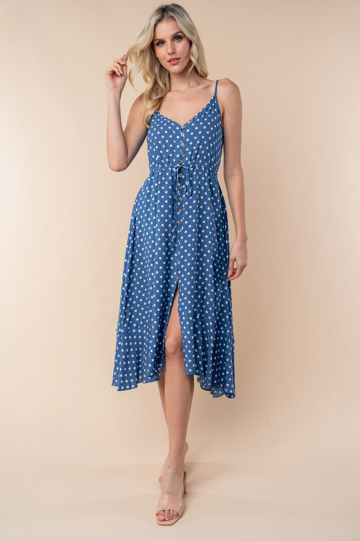 Dapper Days Midi Dress (Denim Blue)