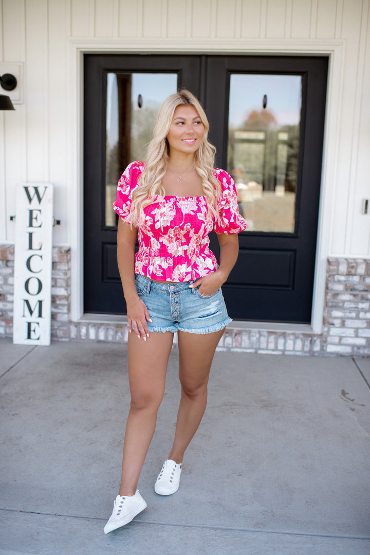 Peony Party Top (Fuchsia)