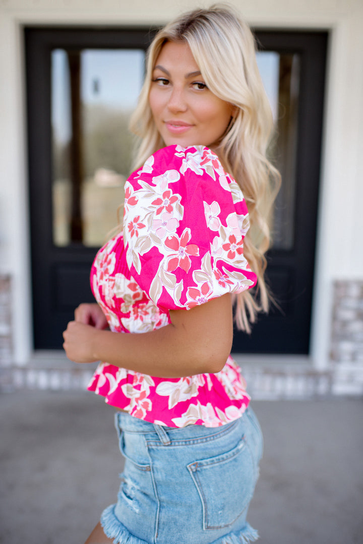 Peony Party Top (Fuchsia)