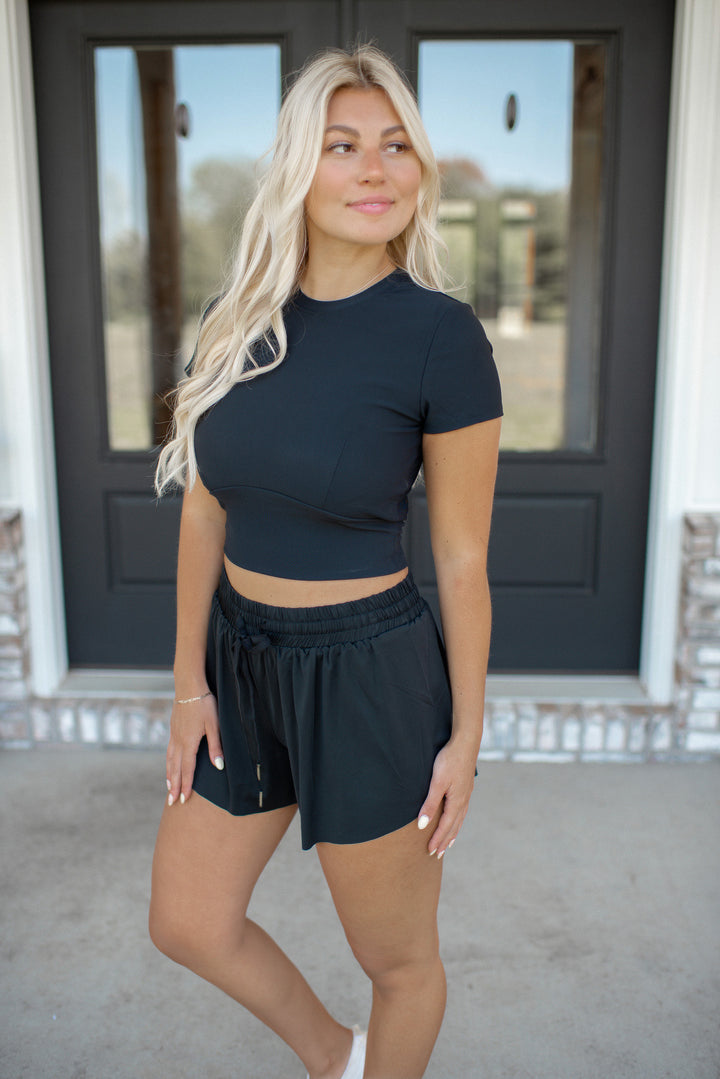 Double Hit Crop Top (Black)