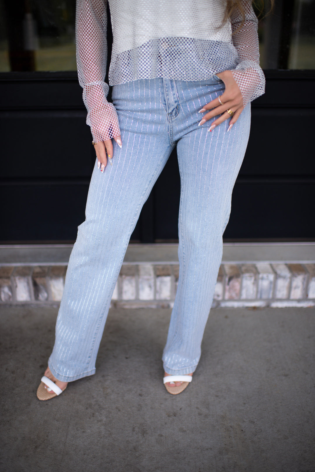 Star Studded Mid-Rise Jeans (Light)