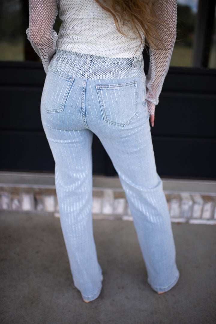 Star Studded Mid-Rise Jeans (Light)