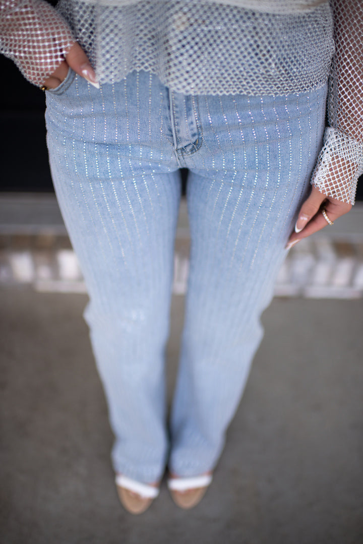 Star Studded Mid-Rise Jeans (Light)