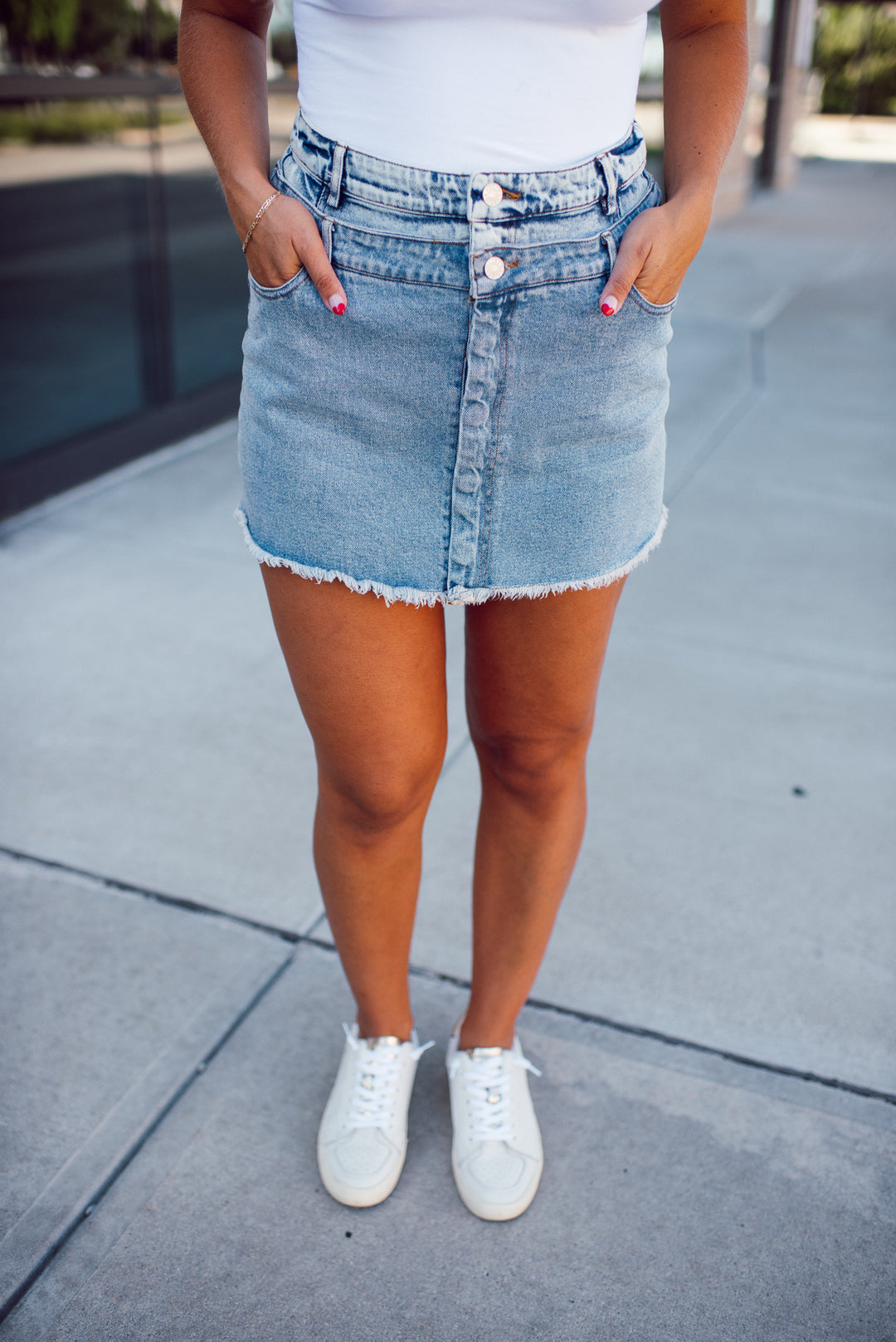 The Kaia Two Tone Denim Skirt (Medium)