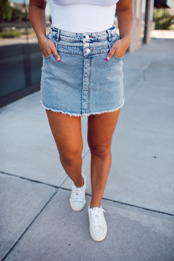 The Kaia Two Tone Denim Skirt (Medium)