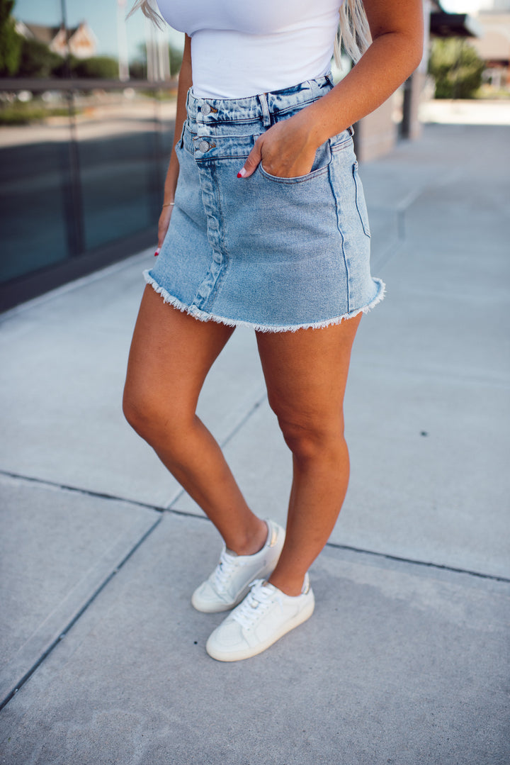 The Kaia Two Tone Denim Skirt (Medium)