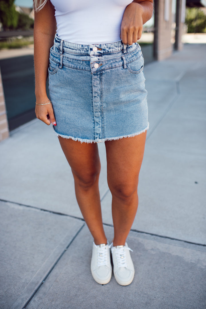 The Kaia Two Tone Denim Skirt (Medium)