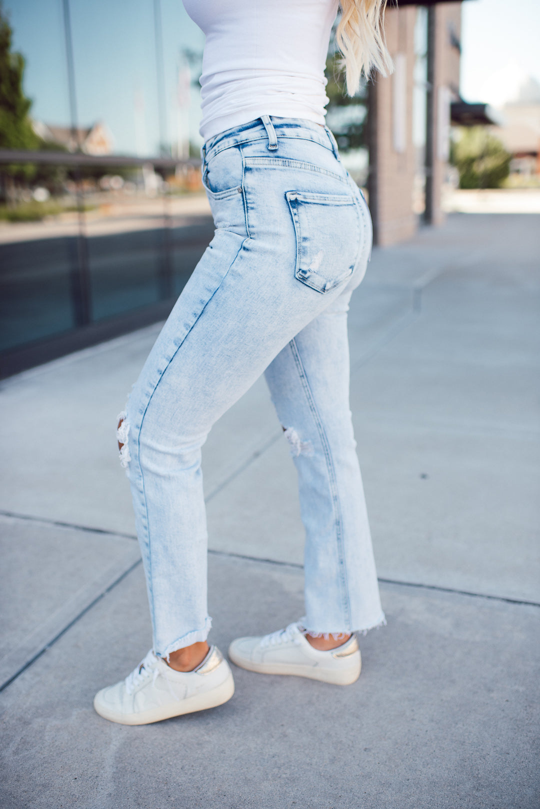 Risen Alix High Rise Crop Straight Jeans (Acid Wash)