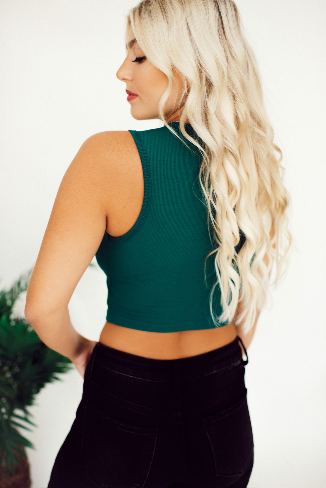 Not Over It Cropped Tank (Dark Green)