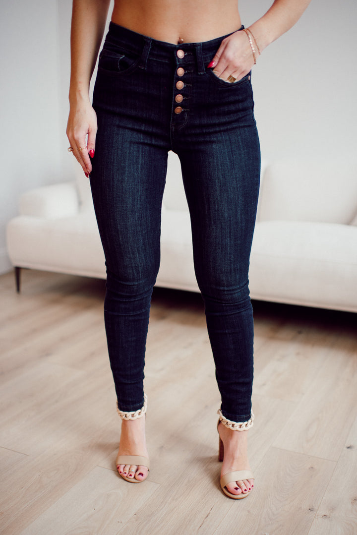 Celecia High Waist Hand Sanded Resin Skinny Jeans