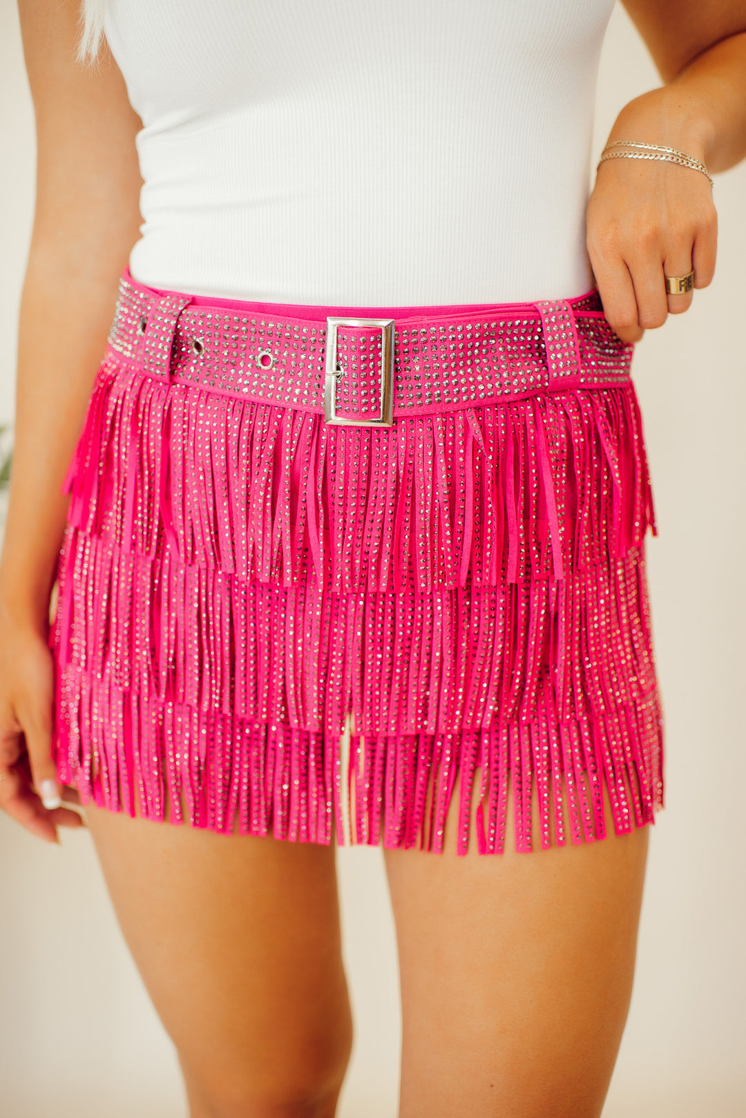 Nashville Rhinestone Fringe Skort