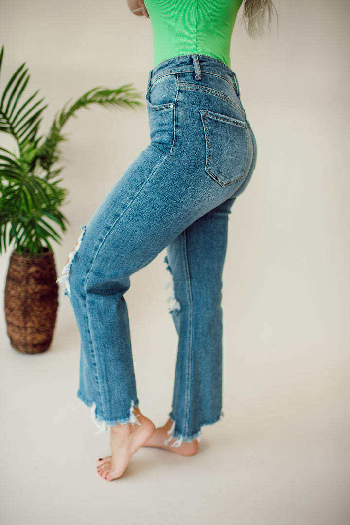 Risen Hayden Crop Straight Jeans (Medium Wash)