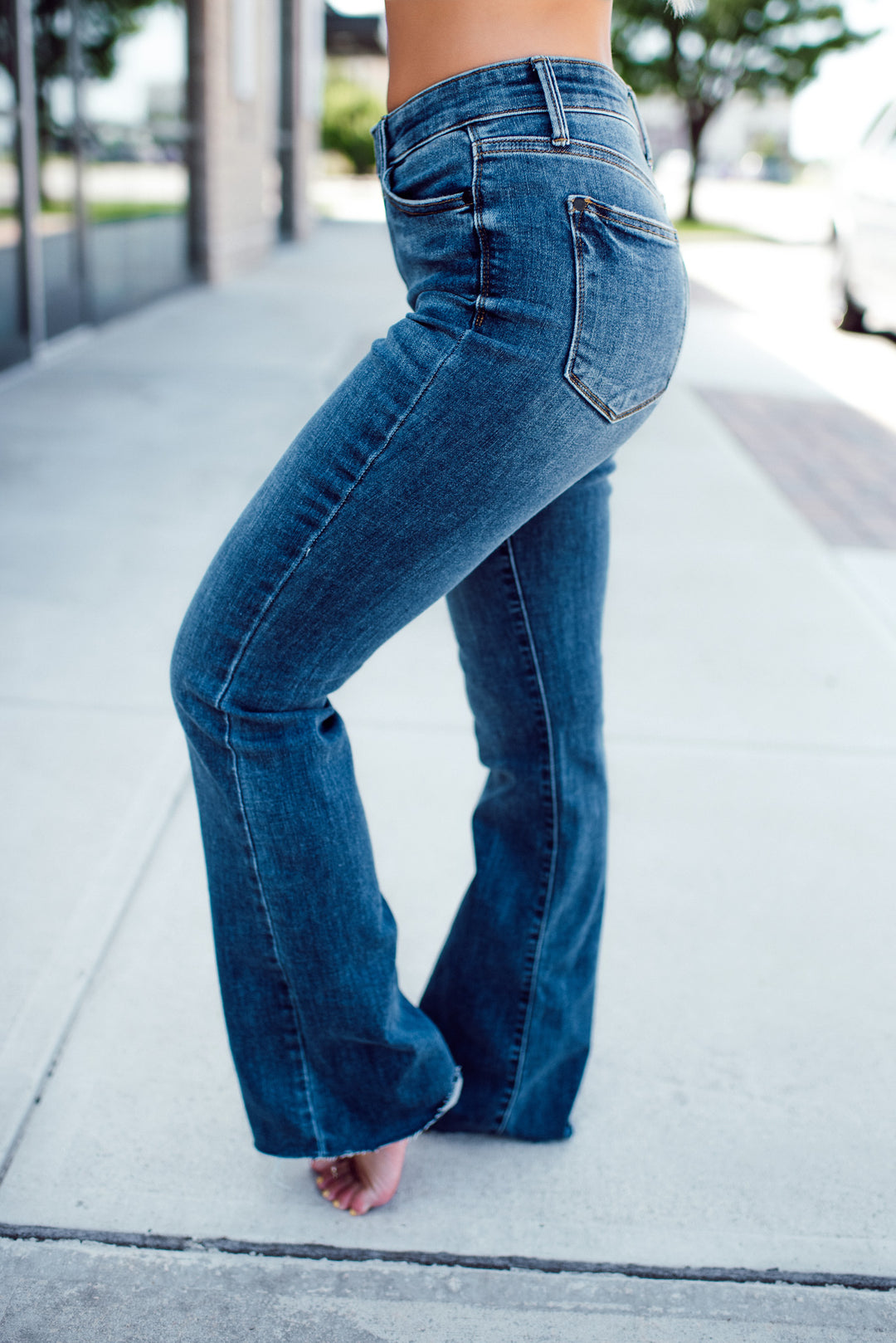 Judy Blue Josephine Mid Rise Raw Hem Bootcut Jeans