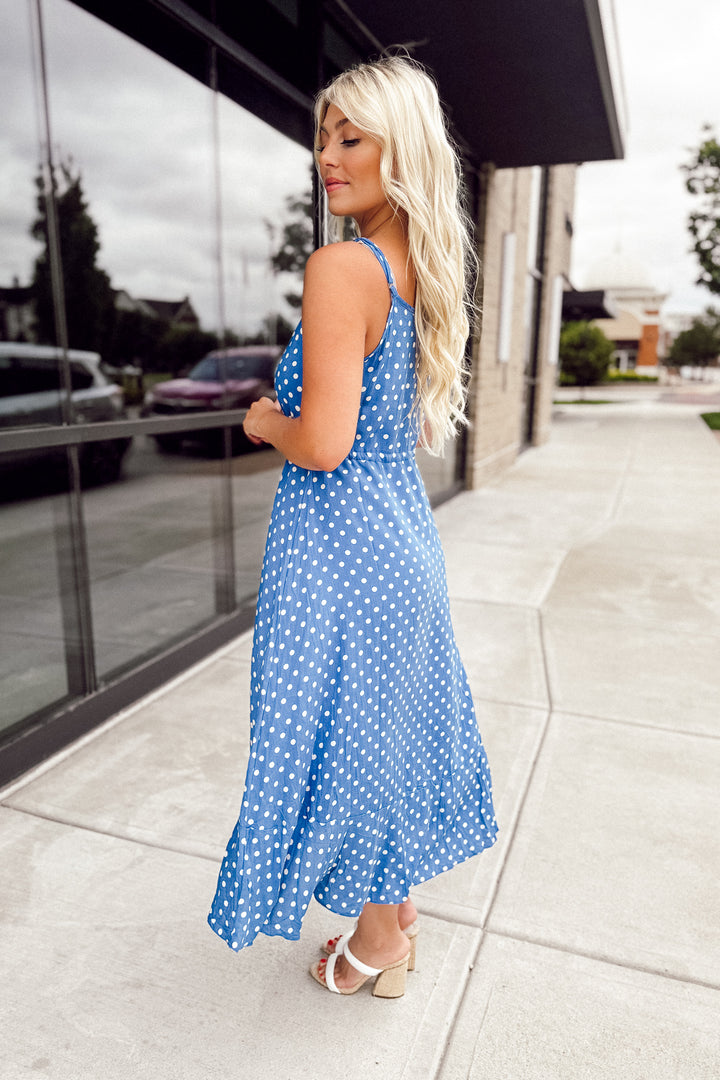 Dapper Days Midi Dress (Denim Blue)