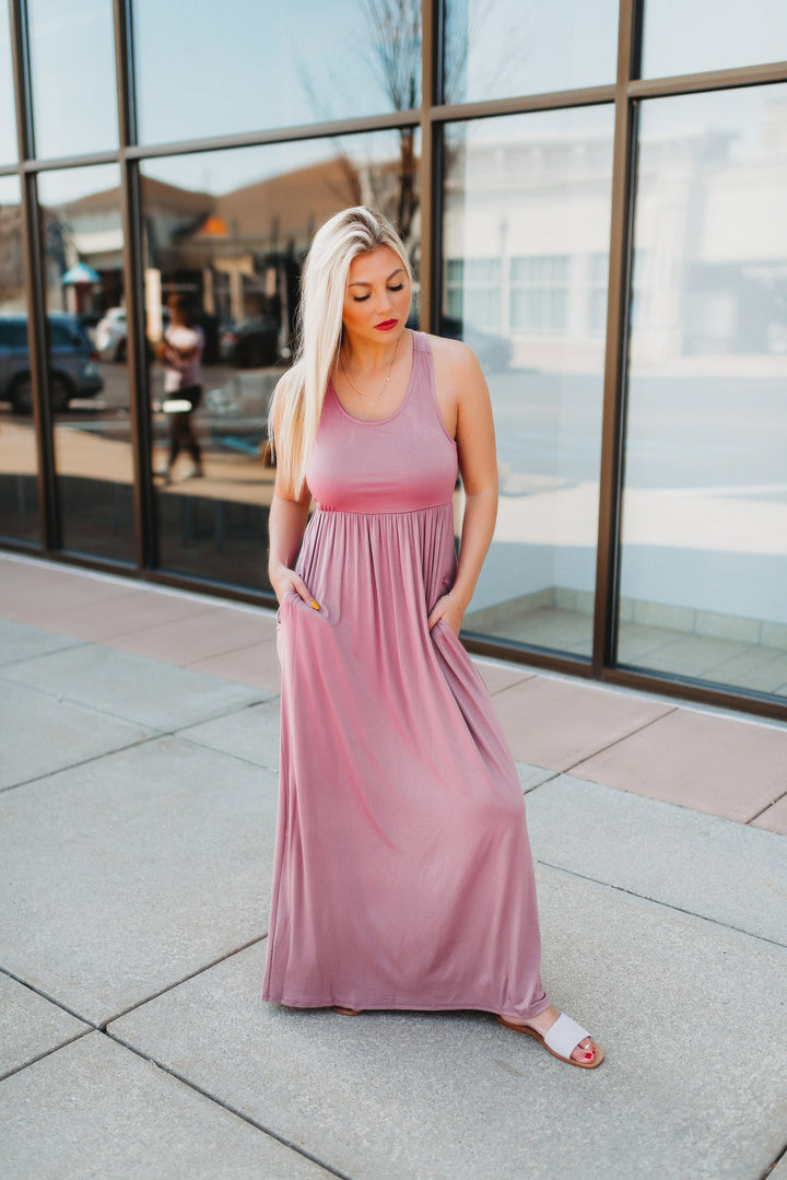 Modestly Posed Racerback Maxi (Mauve)