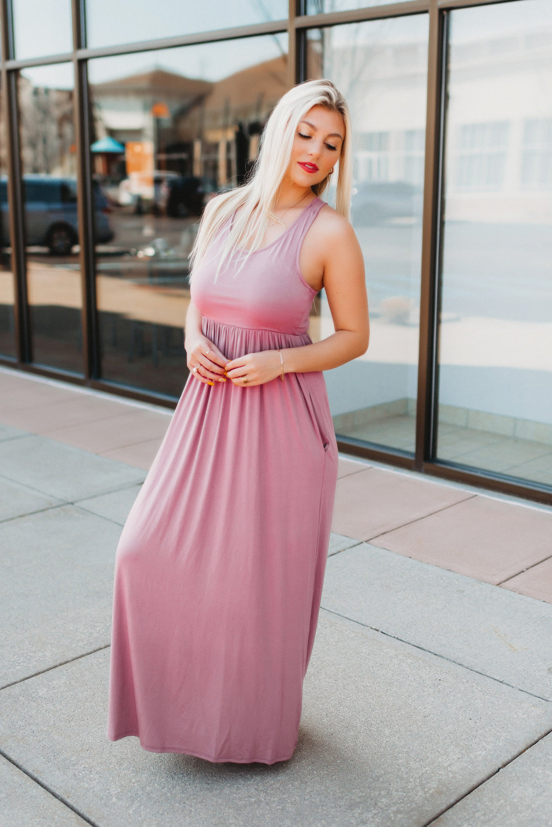 Modestly Posed Racerback Maxi (Mauve)