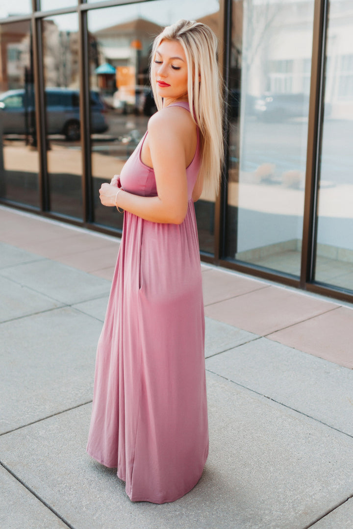 Modestly Posed Racerback Maxi (Mauve)