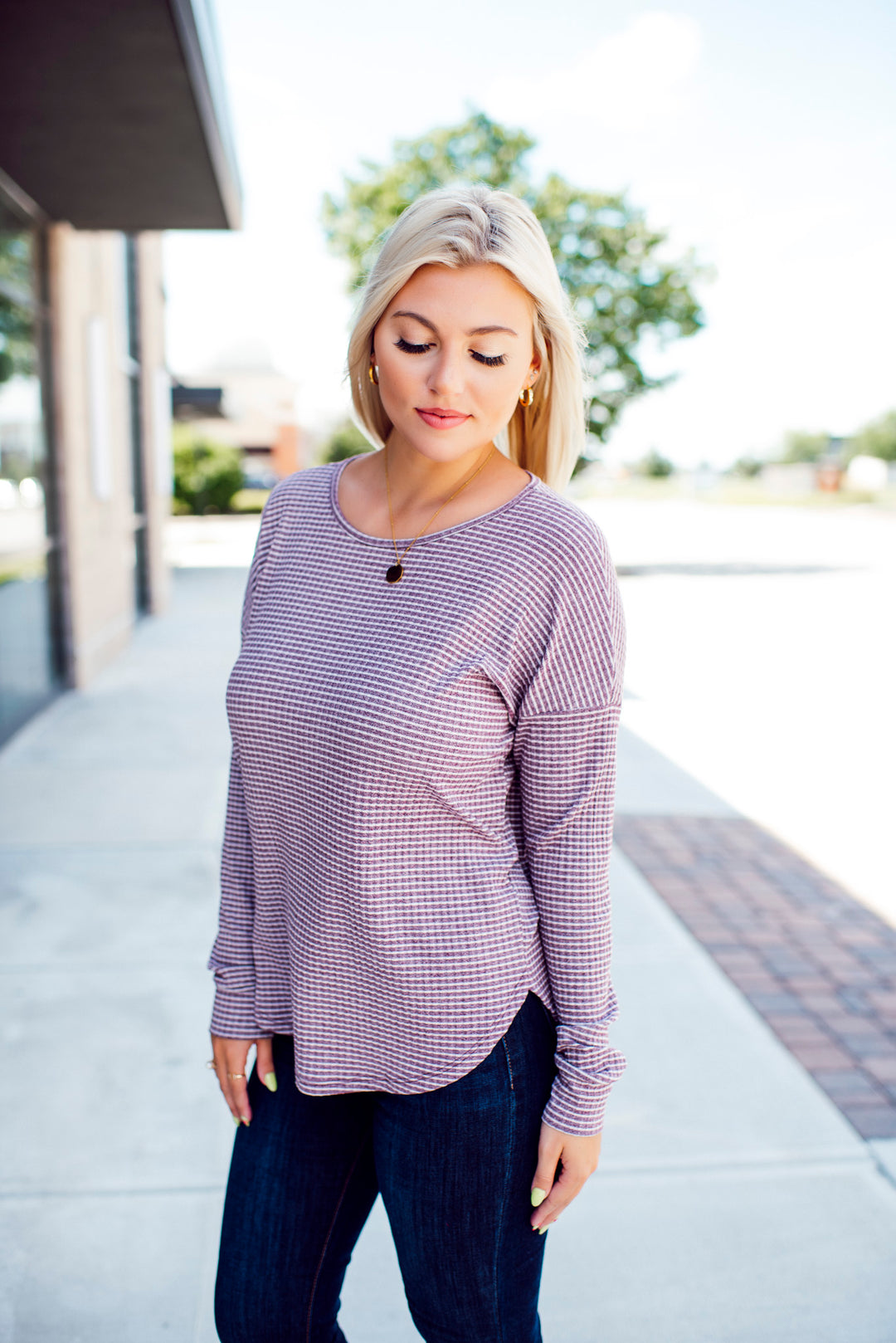 Move Along Striped Top (Plum)