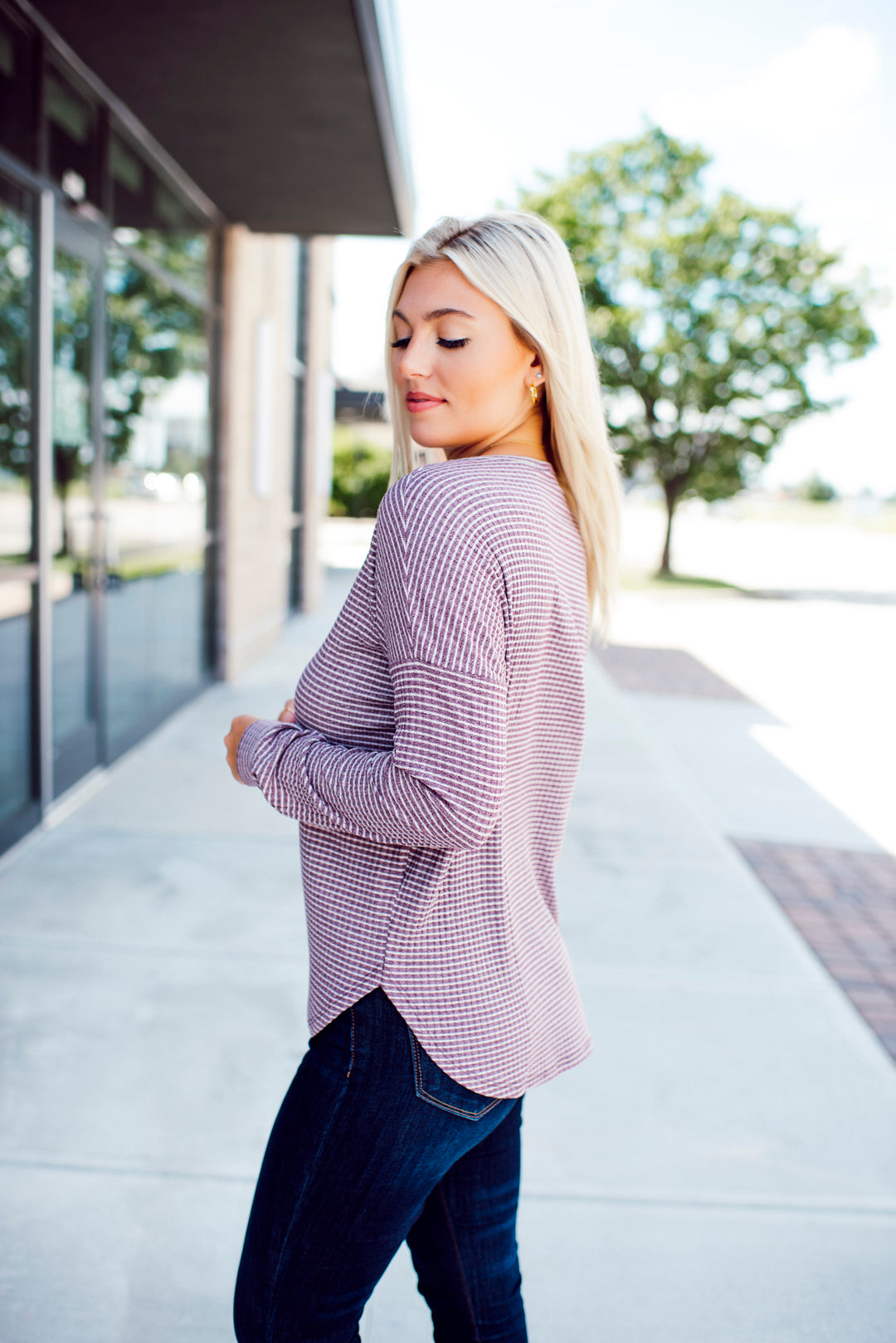 Move Along Striped Top (Plum)