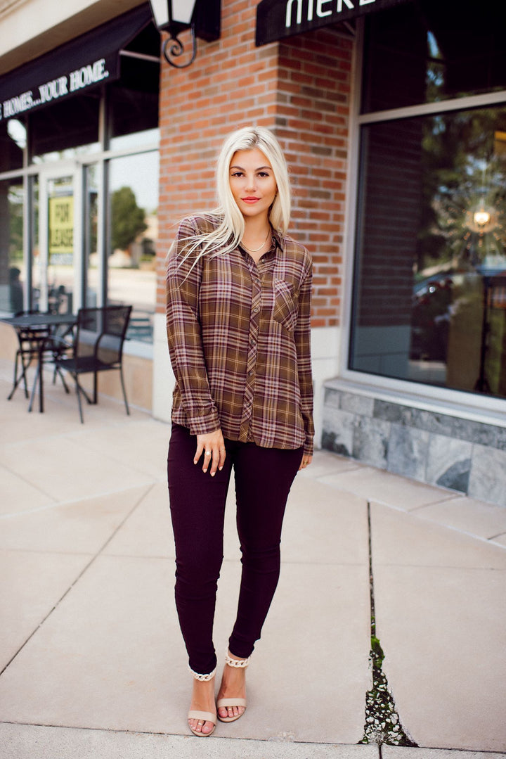 The Emerson Plaid Flannel (Olive/Brown) FINAL SALE