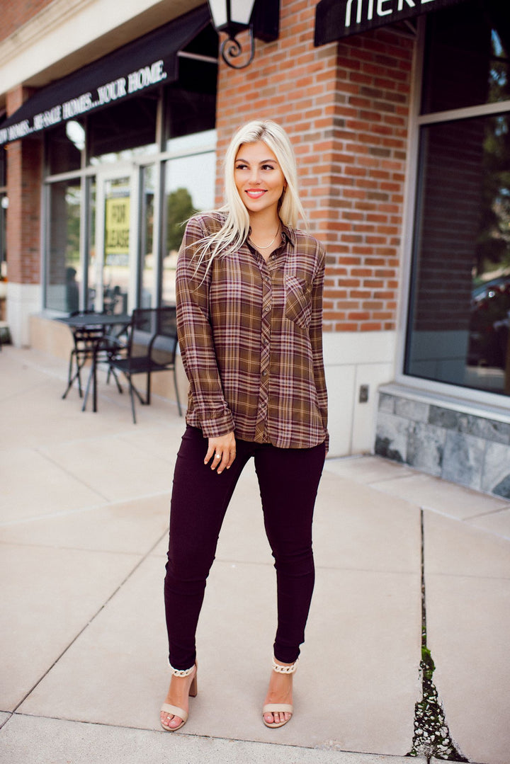 The Emerson Plaid Flannel (Olive/Brown) FINAL SALE