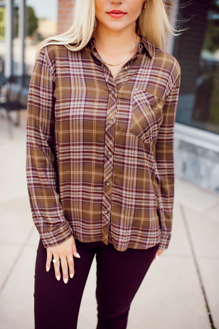 The Emerson Plaid Flannel (Olive/Brown) FINAL SALE