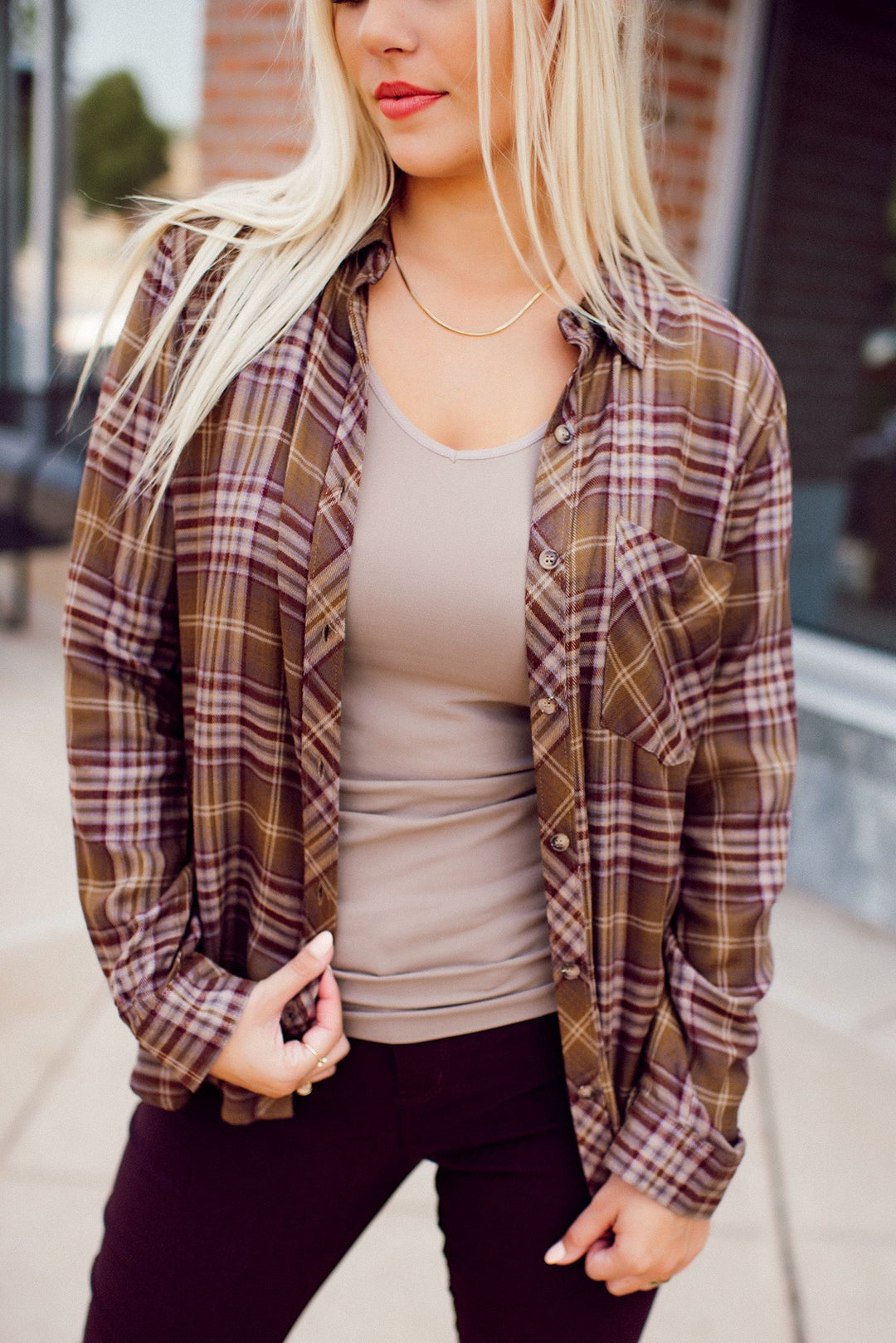 The Emerson Plaid Flannel (Olive/Brown) FINAL SALE