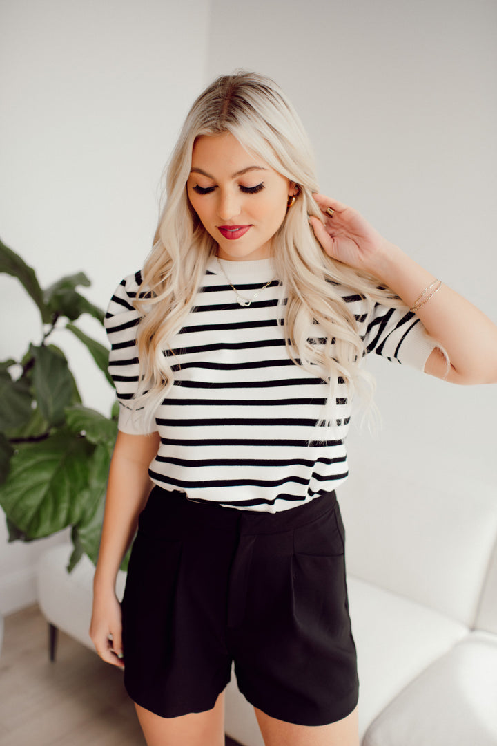 Talk About Stripes Top (Black)