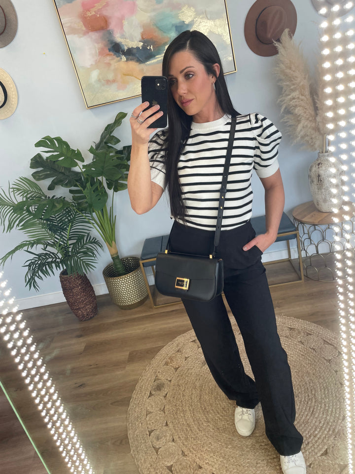 Talk About Stripes Top (Black)