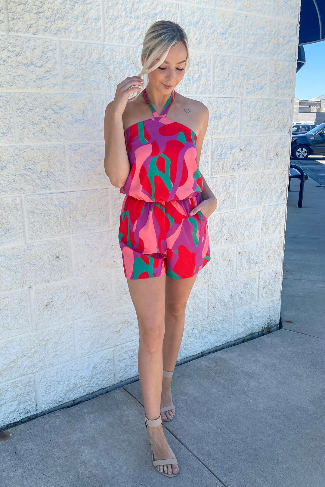 Paint By Numbers Romper (Fuchsia/Green)