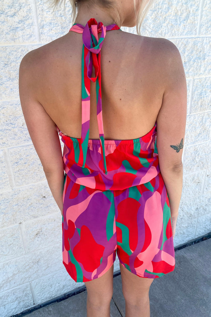 Paint By Numbers Romper (Fuchsia/Green)