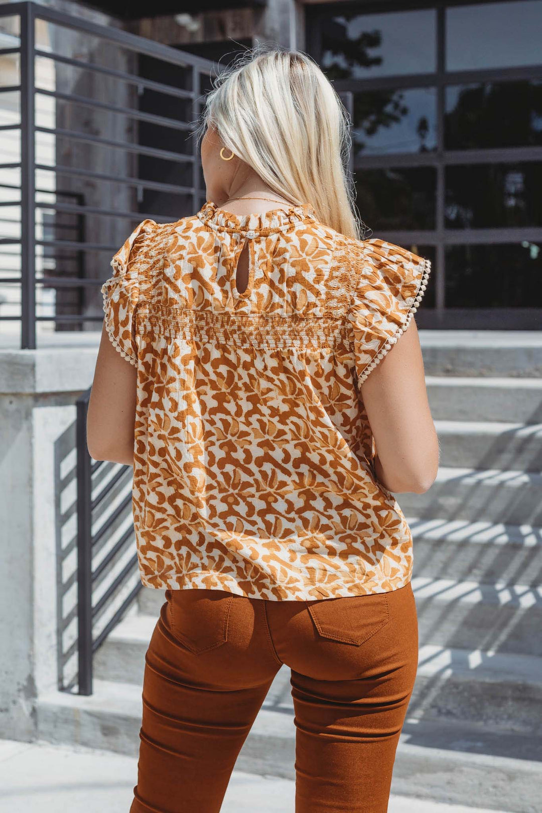 The Blair Printed Blouse (Mustard)