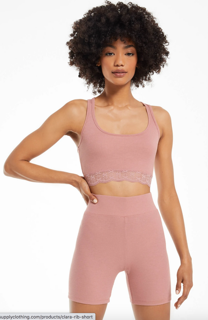 Z Supply Hailey Rib Tank Bra (Rose Blossom)FINAL SALE