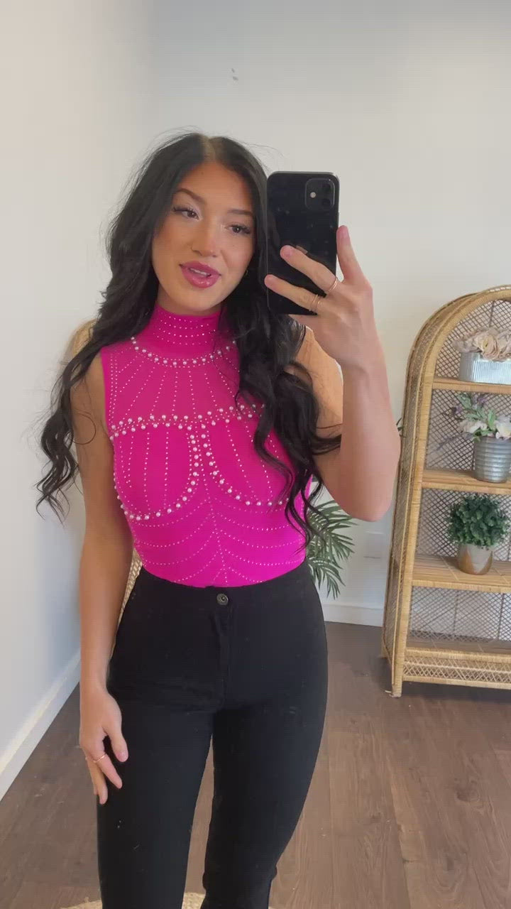 Glam Girl Bodysuit (Hot Pink)