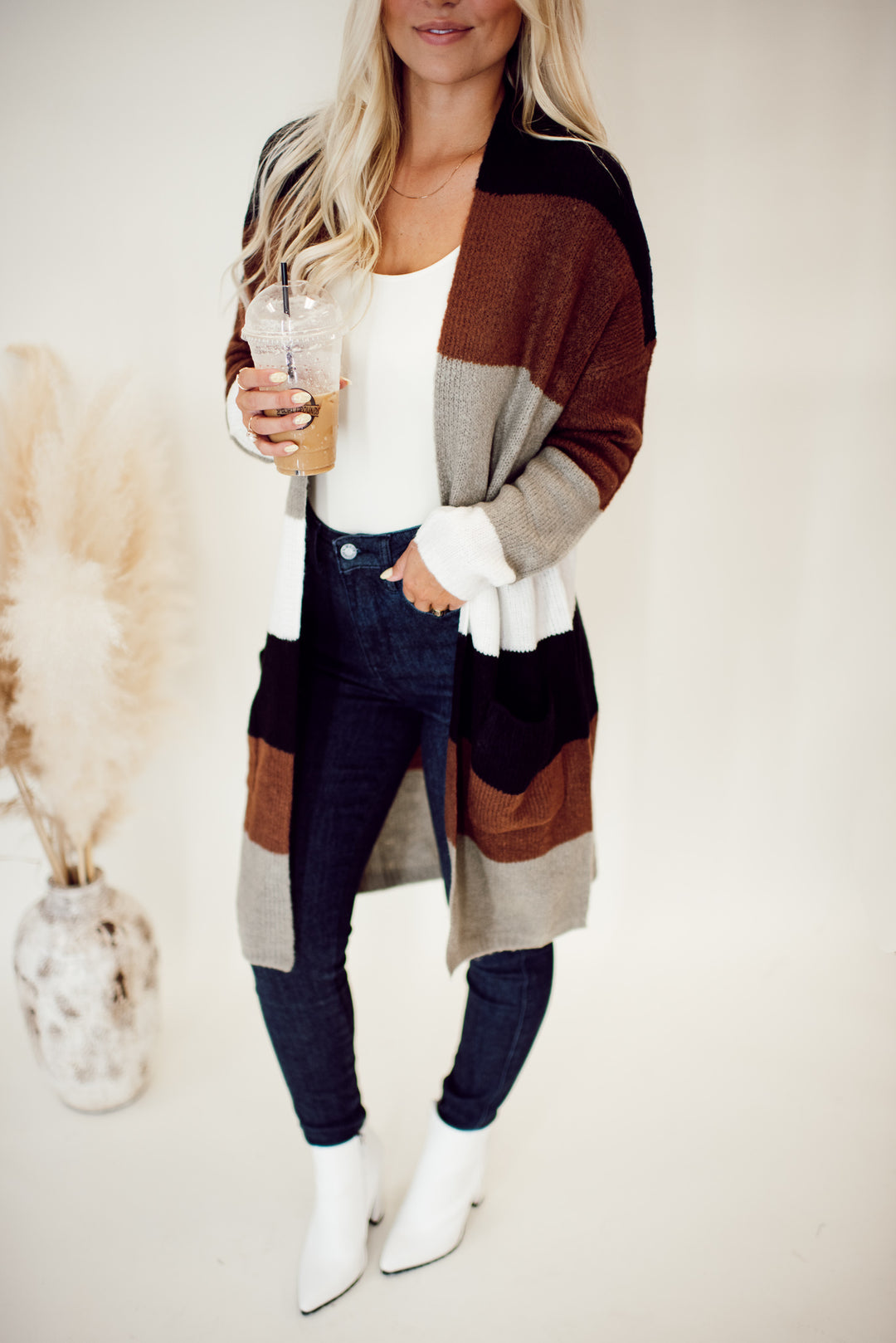 Autumn Calls Color Block Cardigan (Brown/Black)