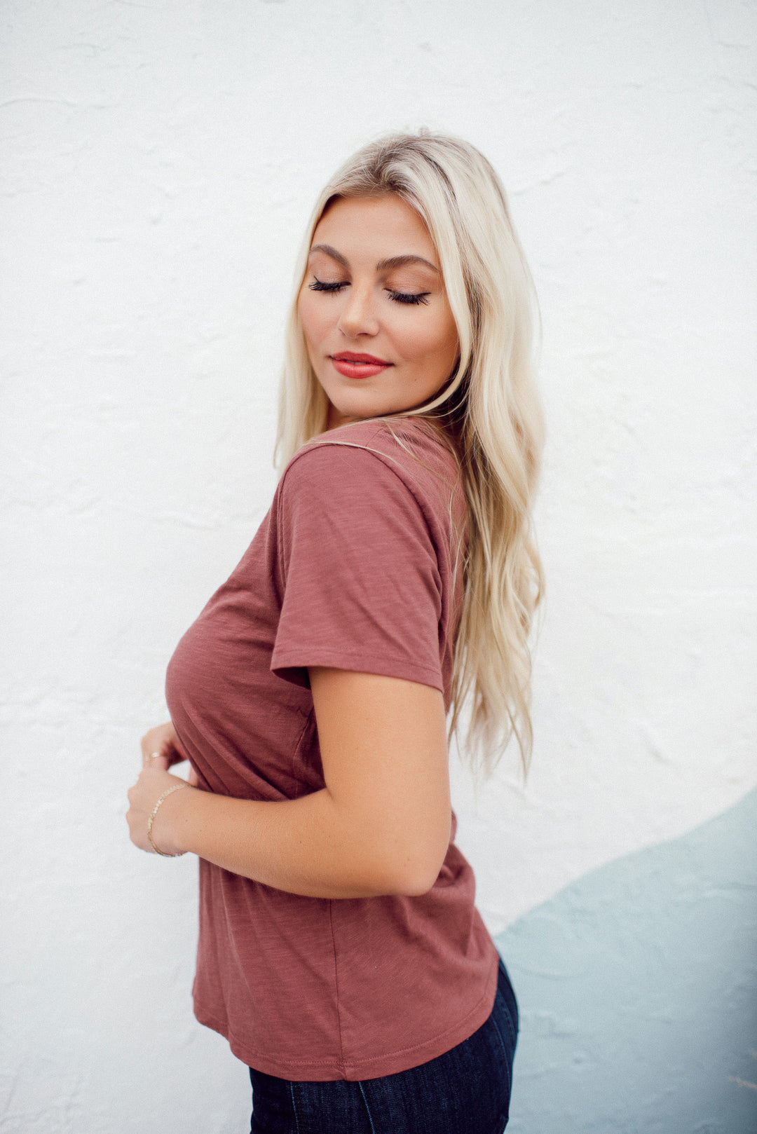 Cotton Slub Round Neck Tee (Sepia)