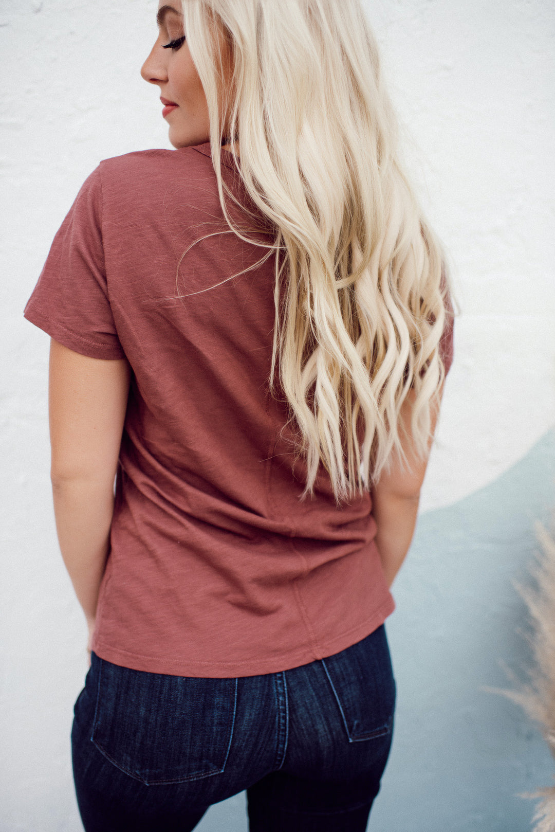 Cotton Slub Round Neck Tee (Sepia)