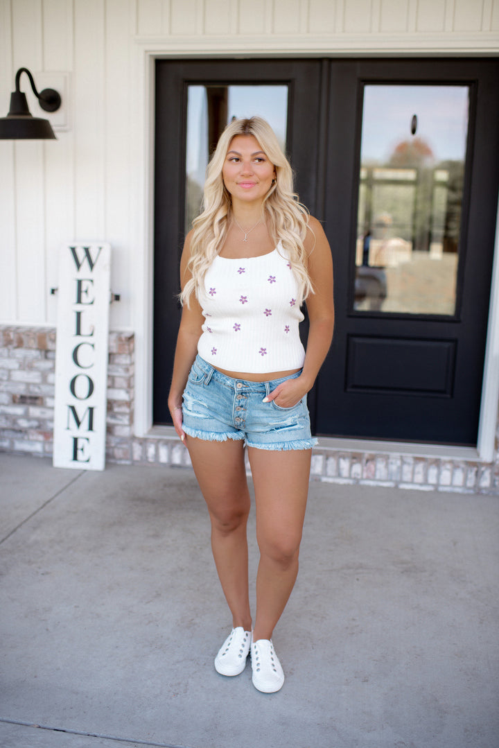 Oops A Daisy Tank (Ivory/Lavender)