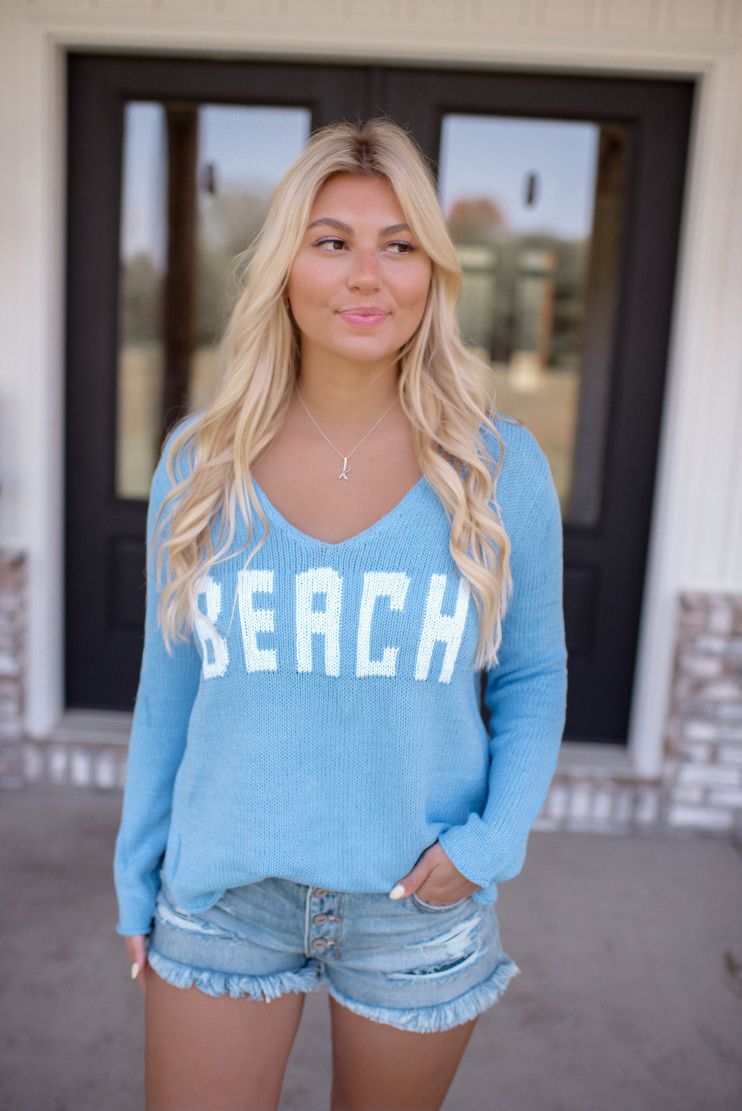 Beach Babe Sweater (Blue/Ivory)