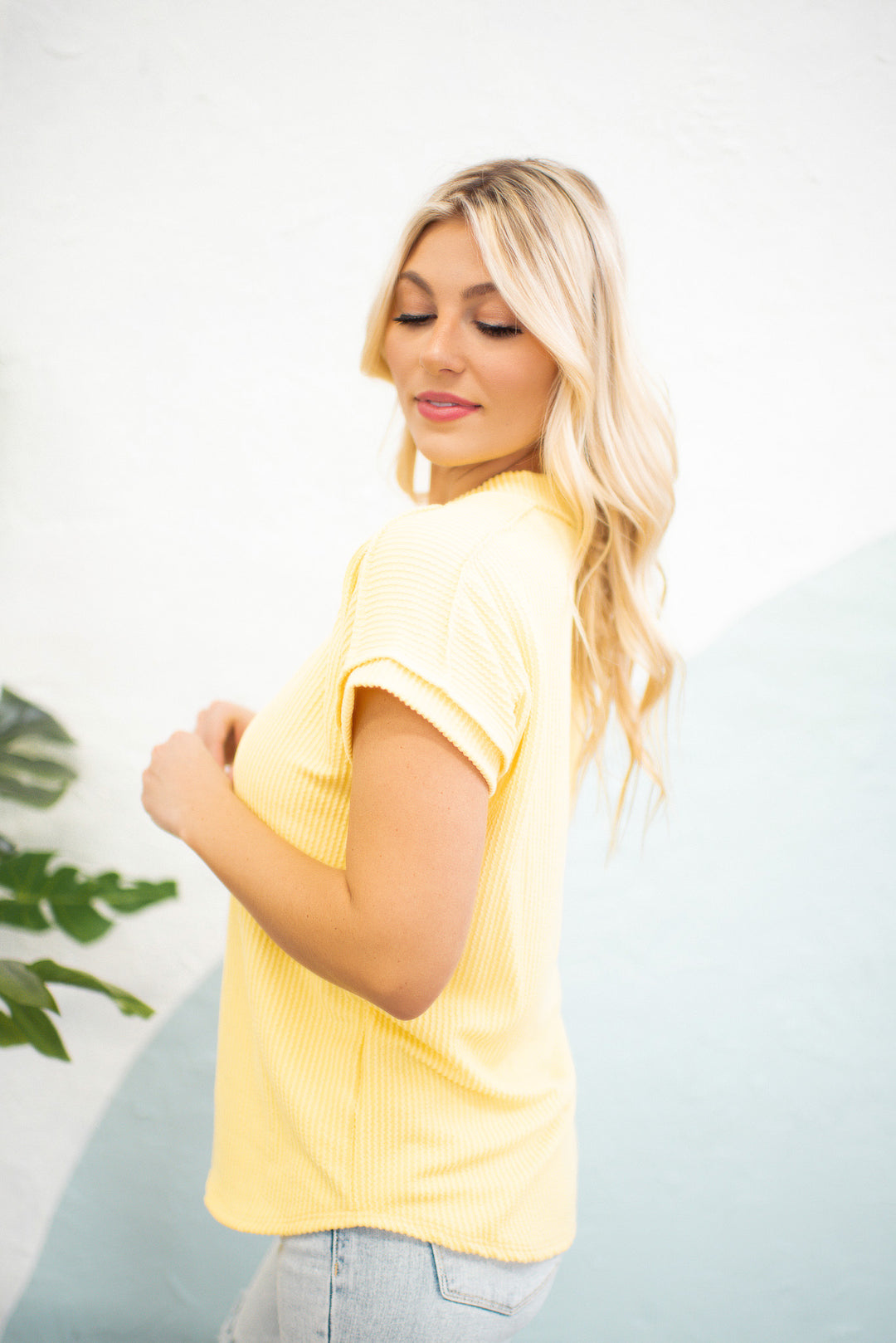 Slightly Extra V-Neck Top (Lemon Yellow)