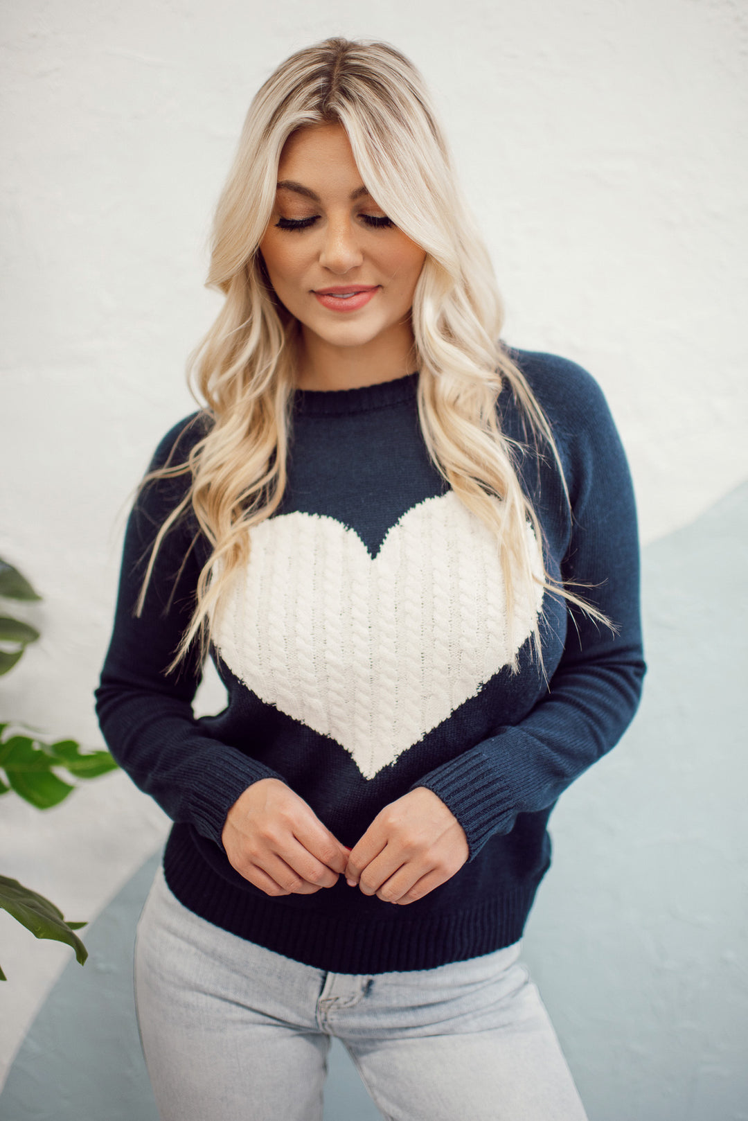 Embrace My Heart Sweater (Navy/Ivory)