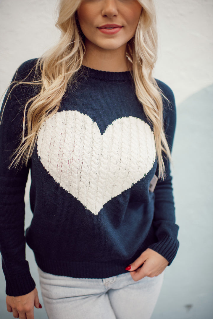 Embrace My Heart Sweater (Navy/Ivory)