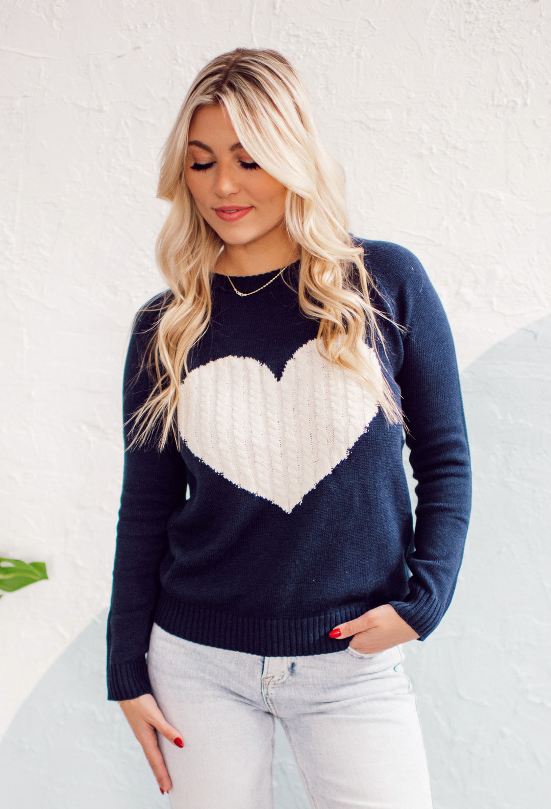 Embrace My Heart Sweater (Navy/Ivory)