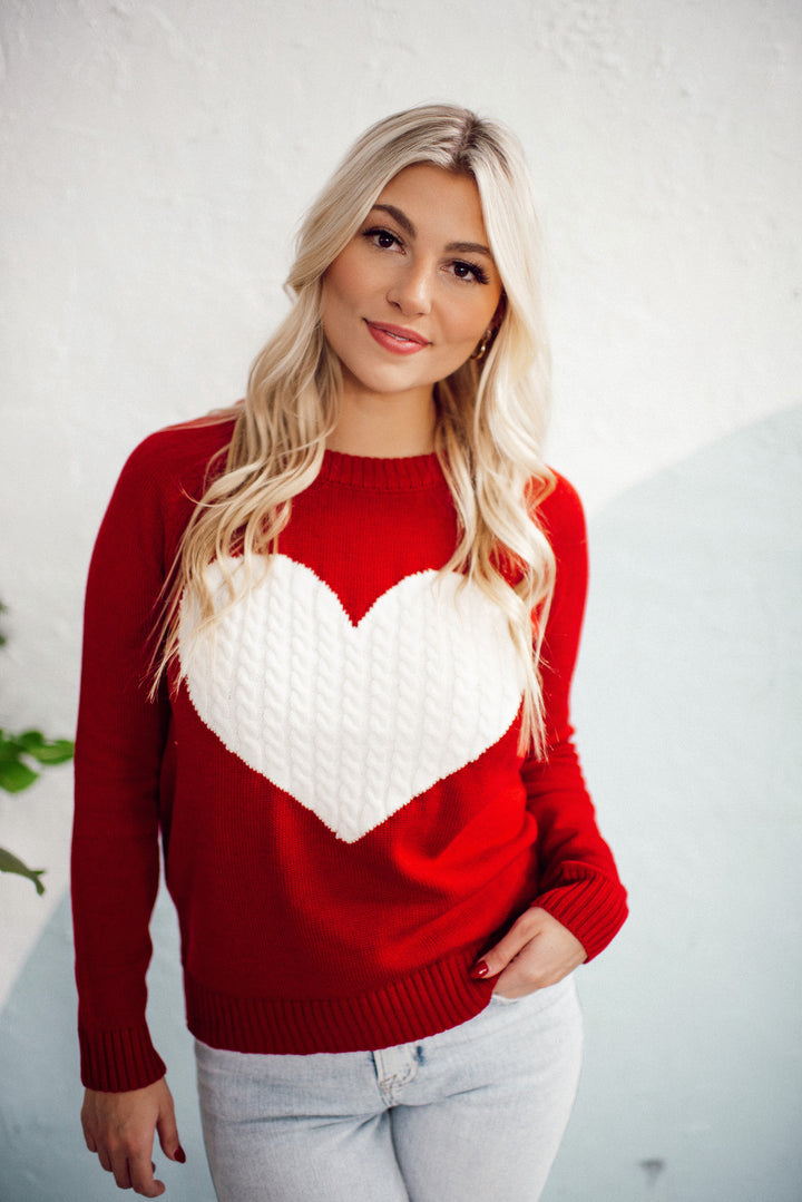 Embrace My Heart Sweater (Red/Ivory)