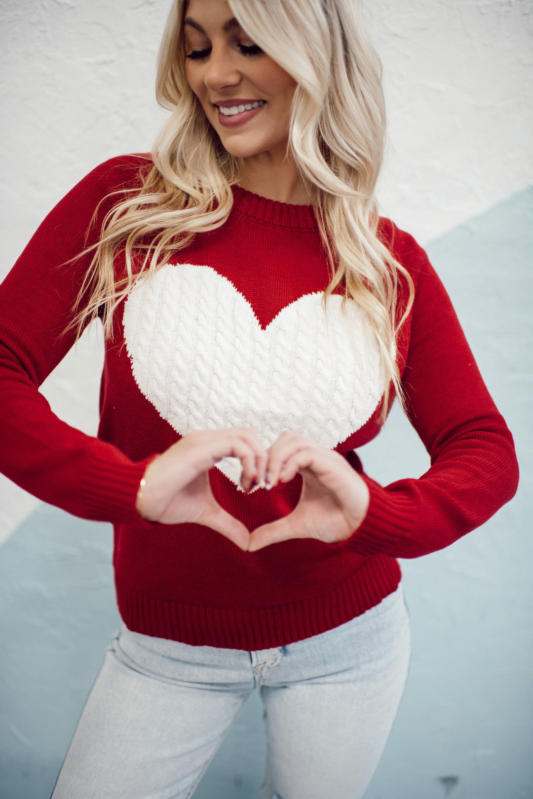 Embrace My Heart Sweater (Red/Ivory)