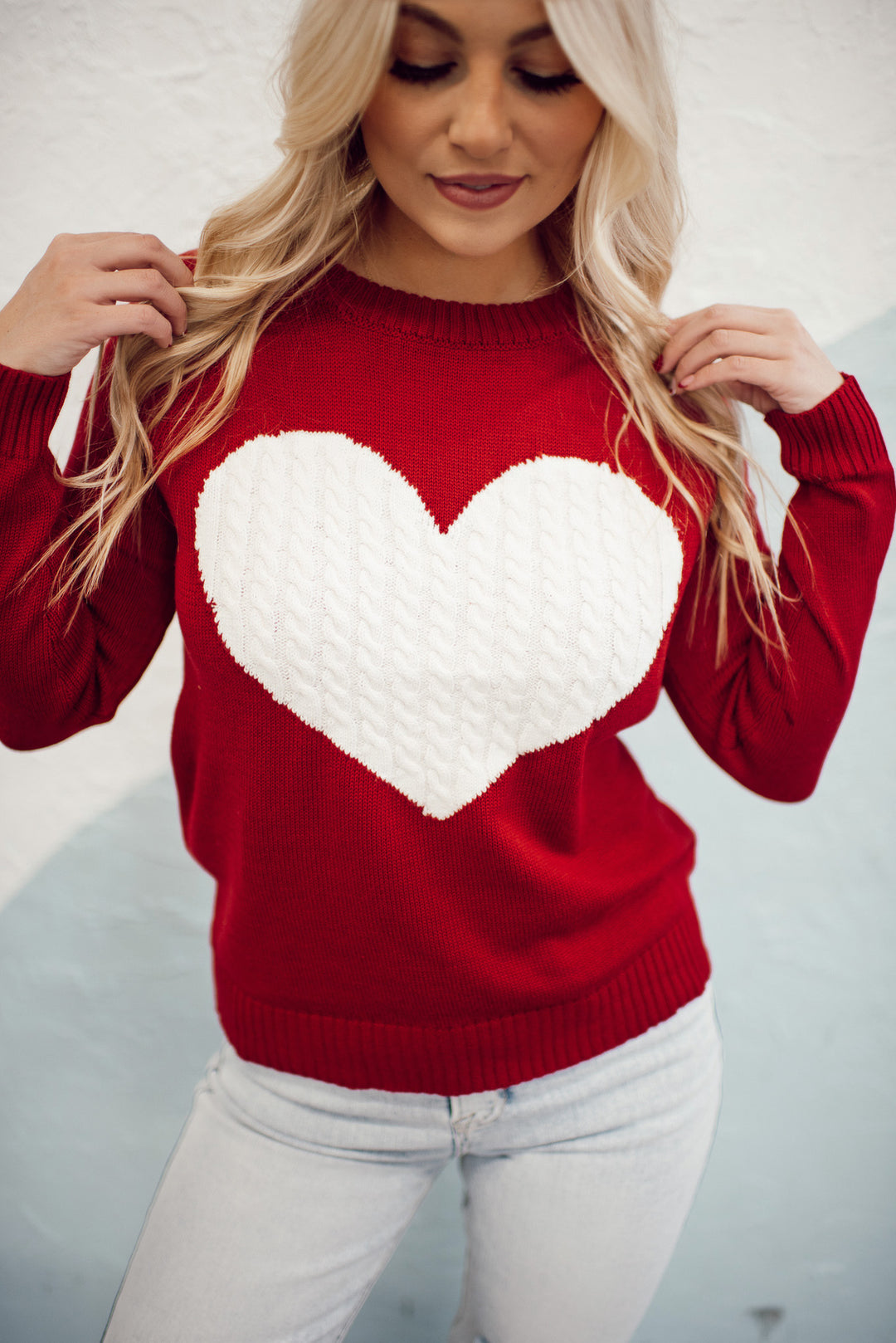 Embrace My Heart Sweater (Red/Ivory)