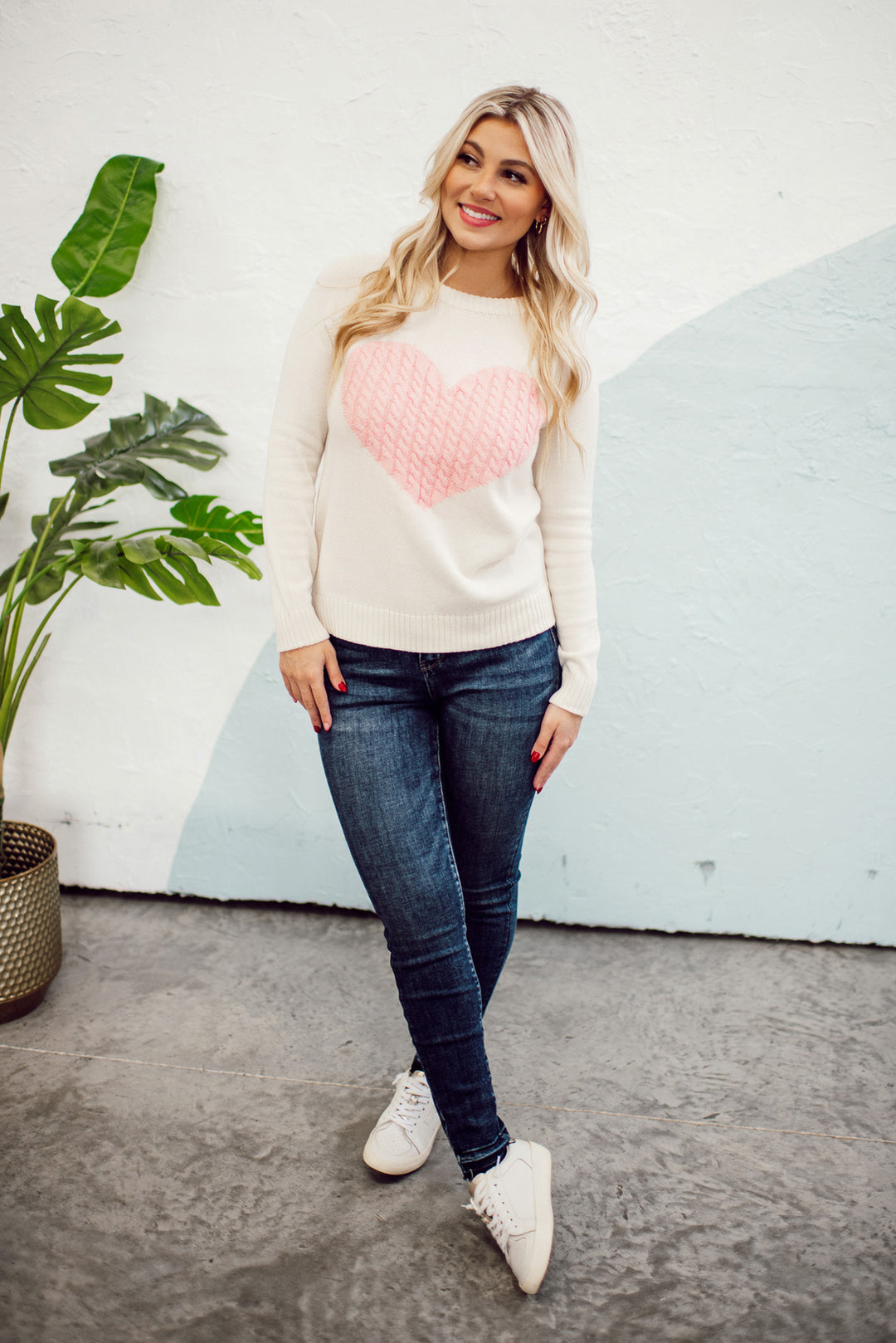 Embrace My Heart Sweater (Cream/Pink)