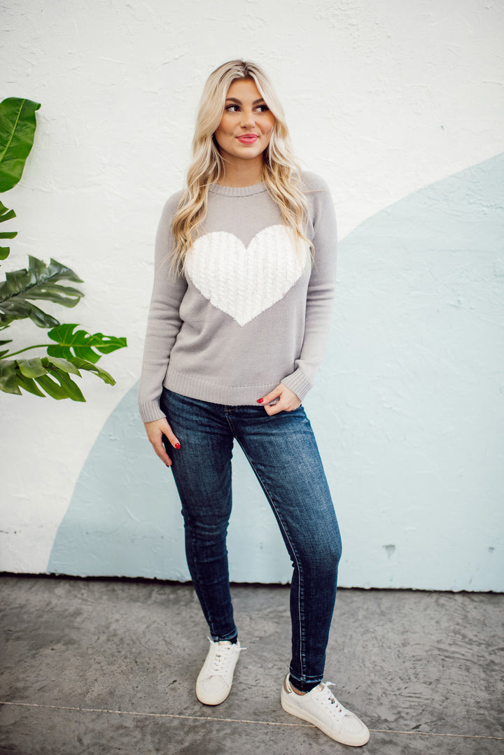 Embrace My Heart Sweater (Grey/Ivory)