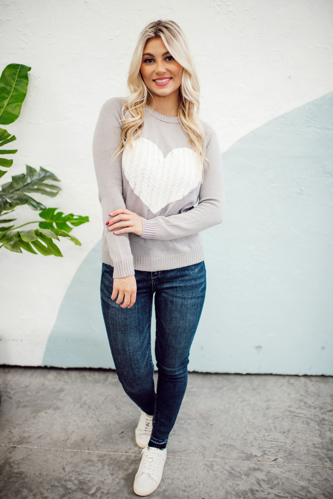 Embrace My Heart Sweater (Grey/Ivory)