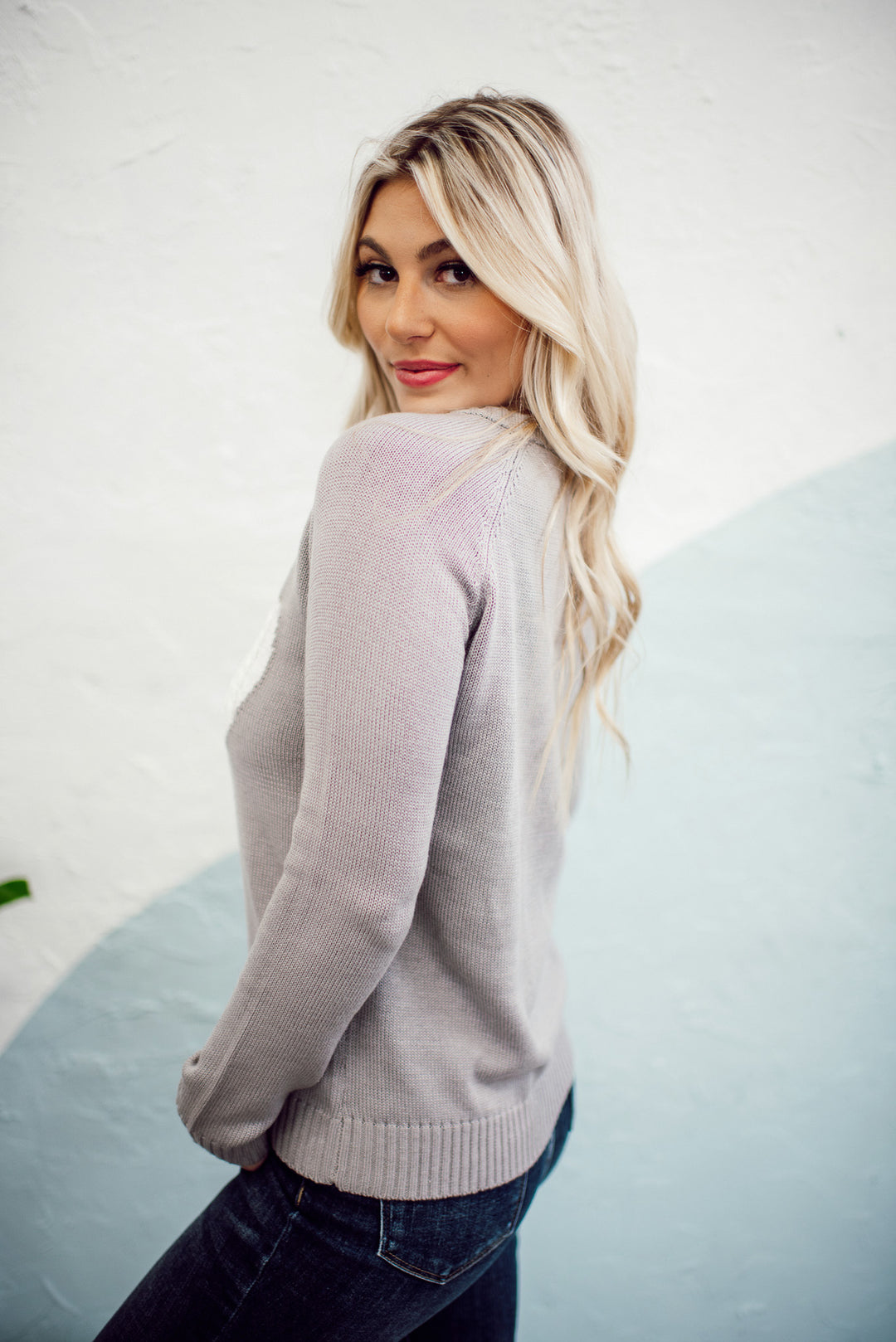 Embrace My Heart Sweater (Grey/Ivory)